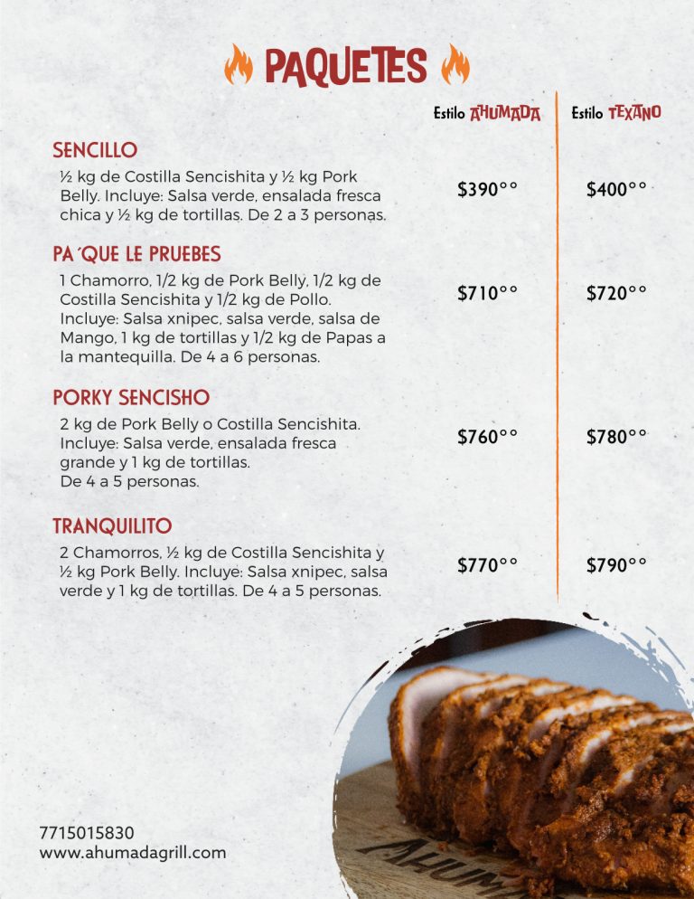 Menú Ahumada Grill