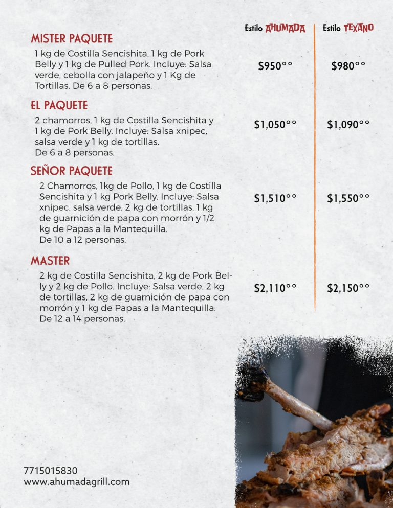 Menú Ahumada Grill